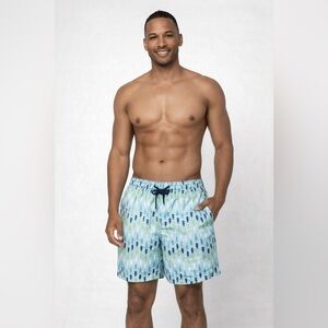 Capelle Mens Drawstring Blue Seahorses Shorts Swim Trunks 2XL Stretchy